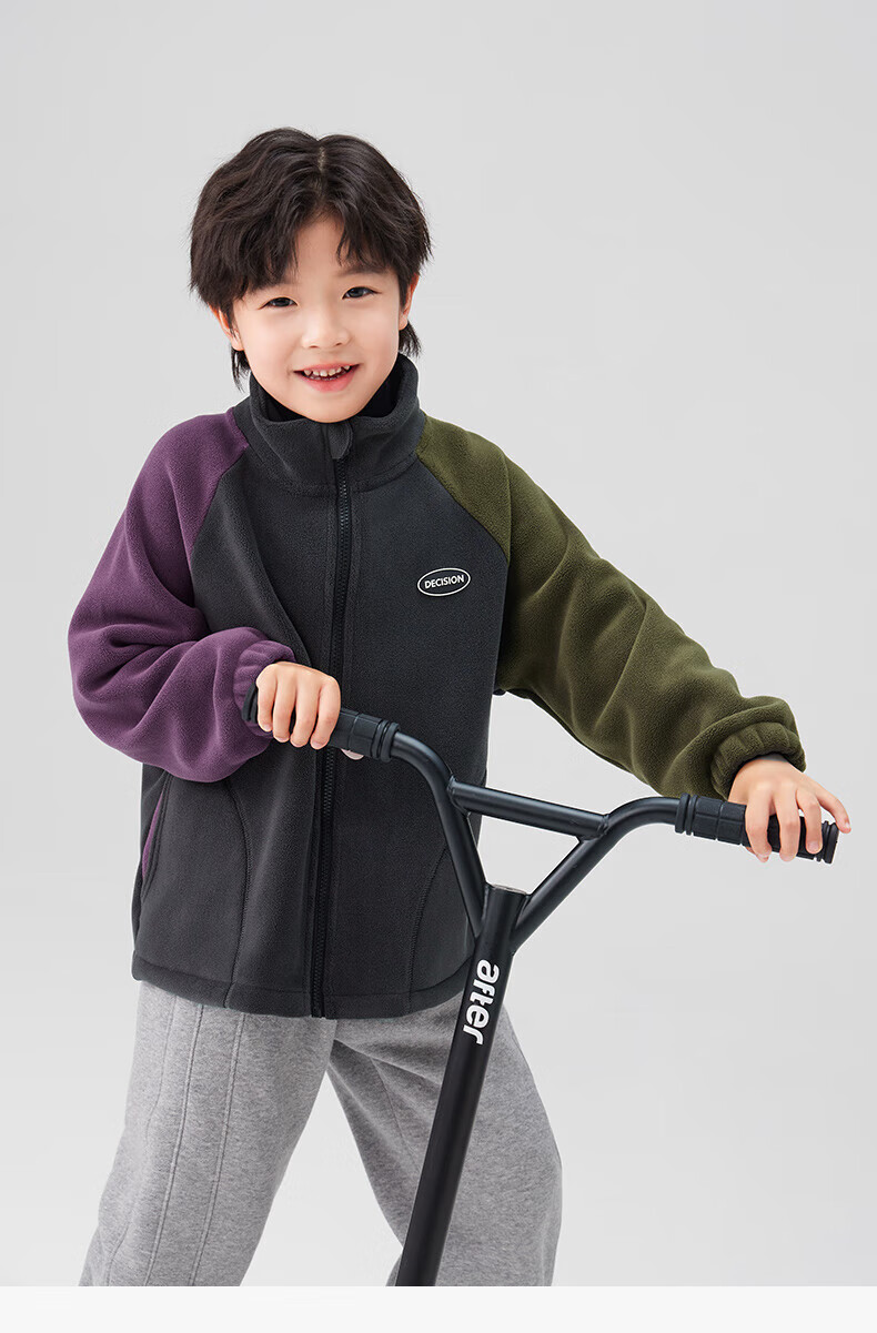 Zuo Xi Boys' Kids' Jacket Autumn 2025 New Double-Sided Fleece Warm Winter Coat Black 130 9